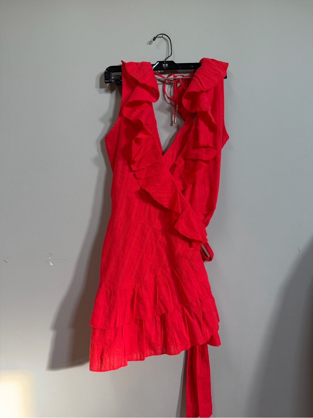 Melissa Odabash Red Molly Ruffle Cotton Wrap Dress size Medium NWT - Picture 3 of 7
